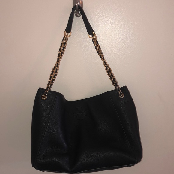 COPY - Tory Burch McGraw Chain Slouchy Black Leat… - Picture 2 of 4
